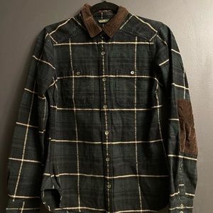 Eddie Bauer Plaid Flannel with Corduroy Elbow - xs